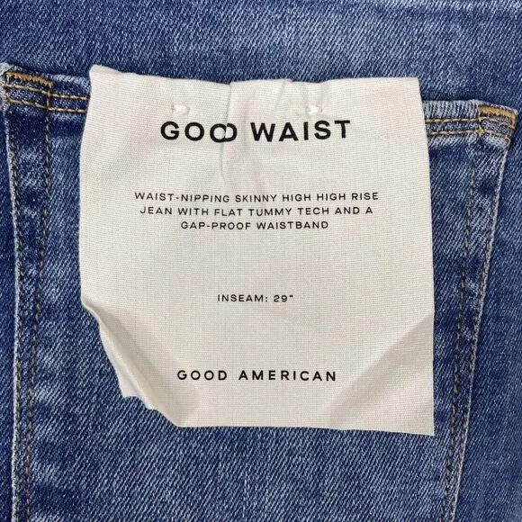Good American Women Blue Good Waist High-Rise Cropped Skinny Jeans Size 15 NWT - Picture 8 of 10